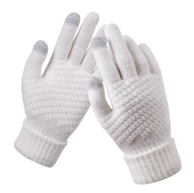 Winter warm touch - screen gloves woolen knitting non-slip outdoor cycling warm five - finger gloves wholesale