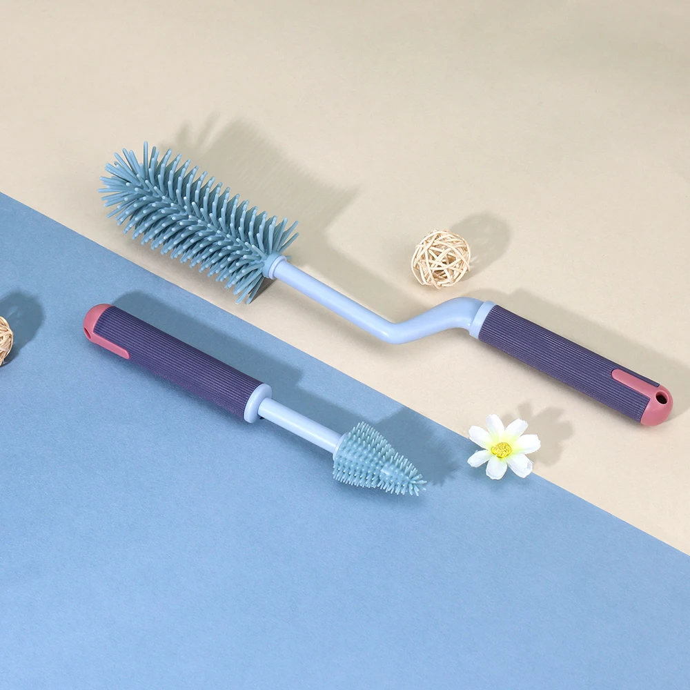 Supplier Wholesale Travel Combo with Long Handle Silicone Cleaner Rotating Drying Rack and Baby Milk Bottle Brush Kit