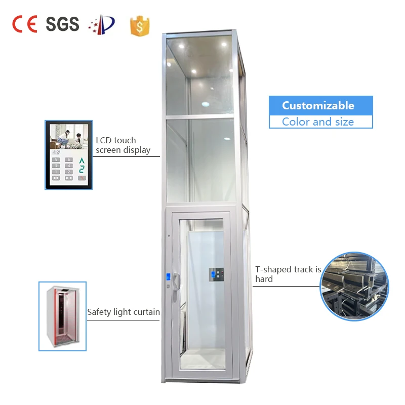 Villa elevator stainless steel home lift residencial domestic elevator with fancy cabin for house