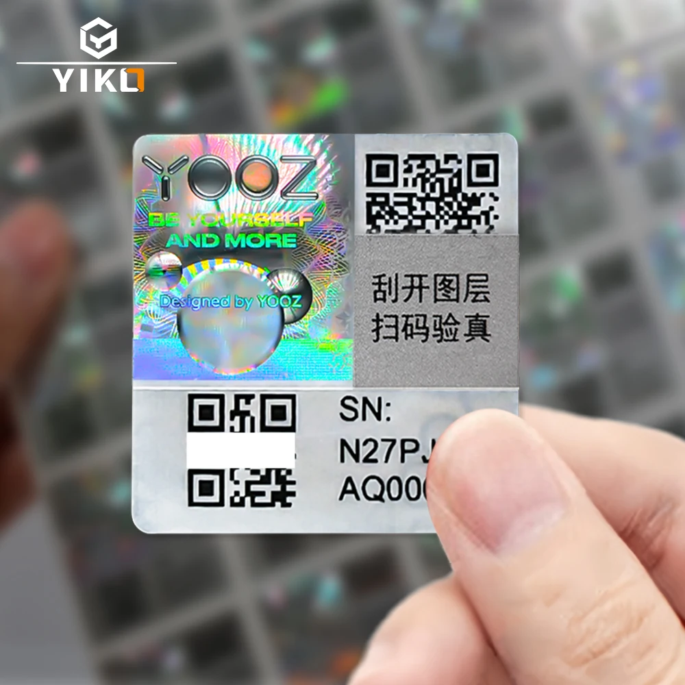 Custom Anti-counterfeit Label Sticker Scratch-off With Unique Number Security 3d Logo Hologram Scratching Qr Code Sticker