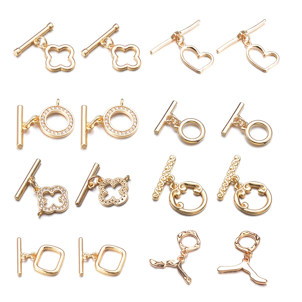 DIY Connector Jewelry Accessories OT Toggle Clasp 18K Gold Plated Clasp for Bracelet Necklace Copper Jewelry Clasps Closures
