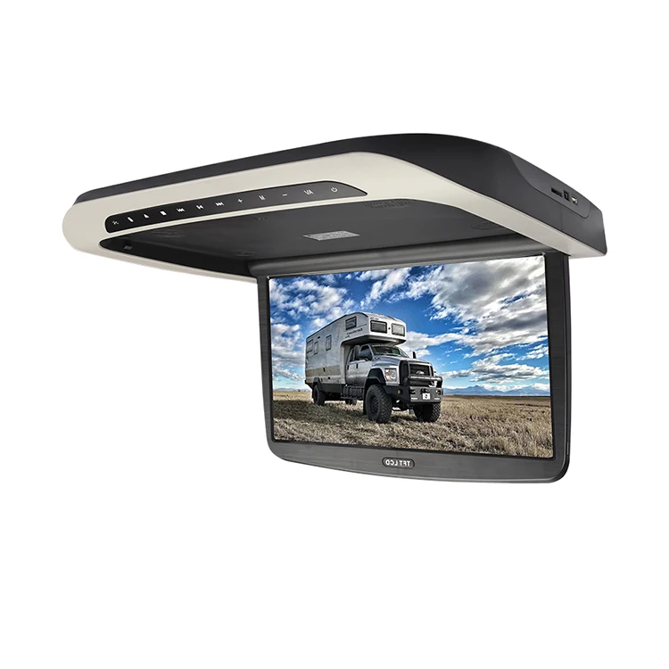 ISO Factory 15.6 Inch Flip Down Monitor Motorized Flip Roof Mounted Monitor DVD Ceiling Monitor For Bus