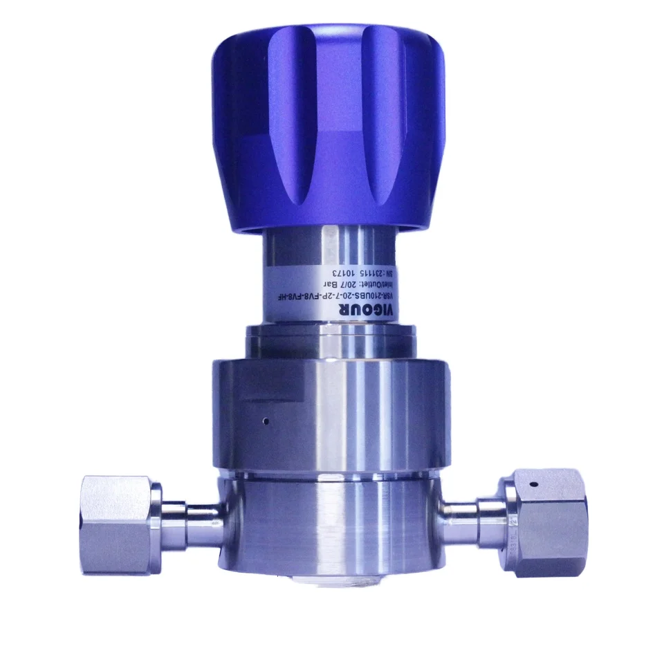 Single-Stage Manual Pressure Regulator High Temperature Diaphragm Ultra High Purity 316L Gas Media Gas Pressure Reducing Valves