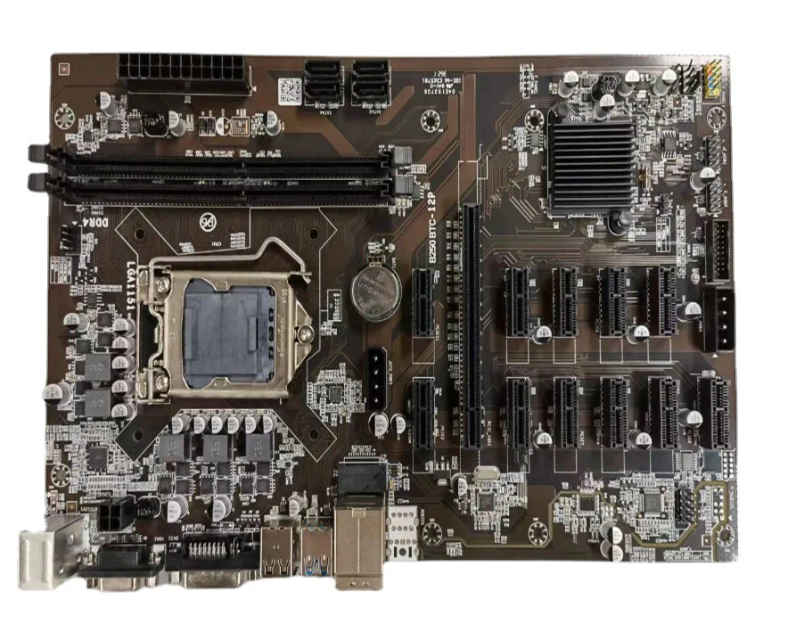 Hot Selling 12 Graphics Cards 12 GPU motherboard B250BTC-12P with Intel B250 Chipset