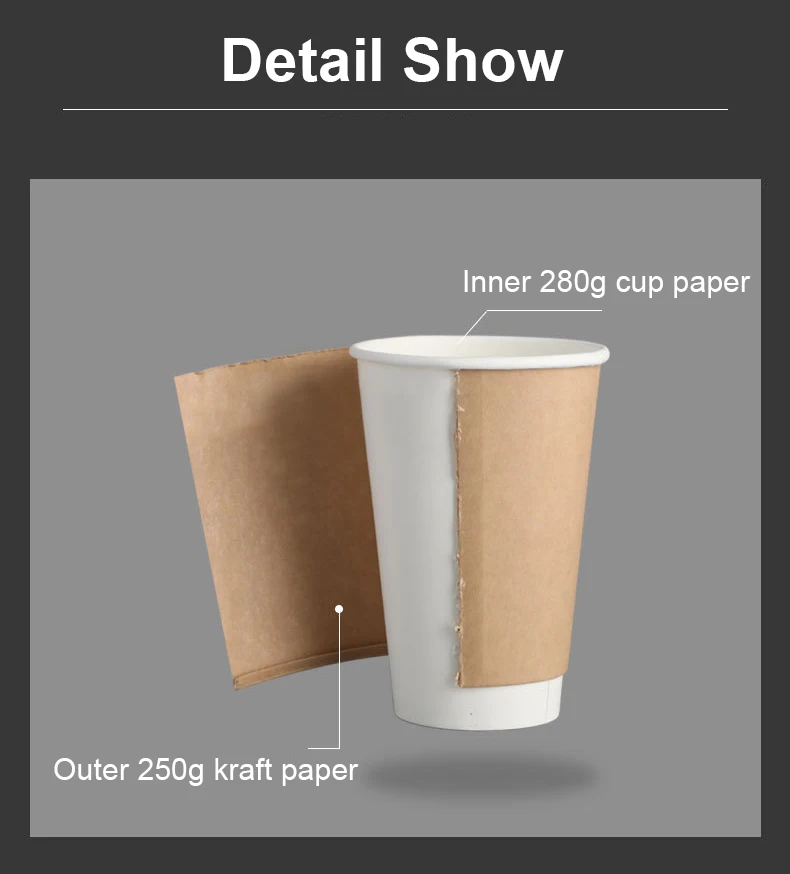 Custom Logo Printed 8Oz 10Oz 12oz 14Oz 16Oz Single Wall Double Walls Disposable White kraft Paper Coffee Cup with Lids