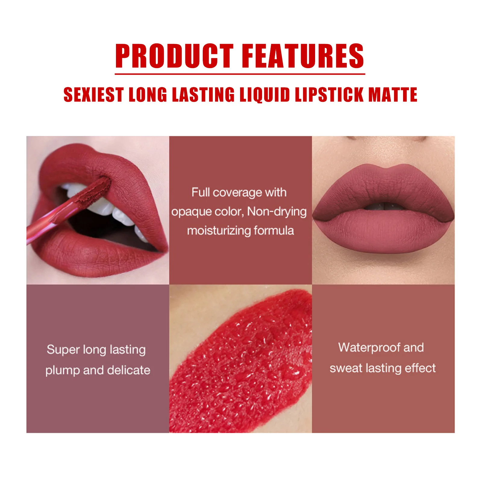 Red wine lip glaze set Moisturizing lip glaze is not sticky and not easy to dip cup waterproof six-color lip dye