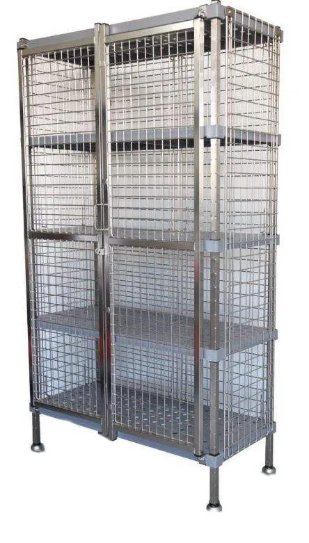 Commercial Lockable Storage Pallet Cage Container Stainless Steel Wire Mesh Security Cage Durable Foldable Trolley Outdoor