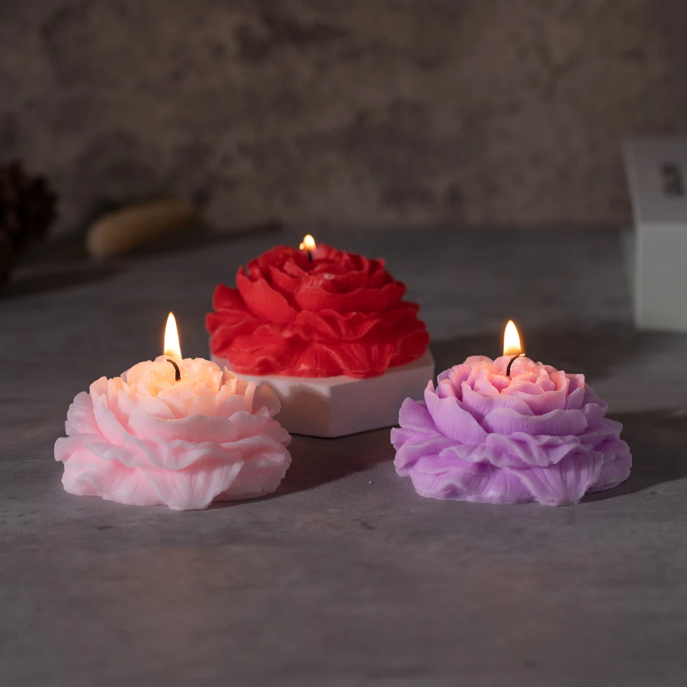 Rose Flower Ball Shape Fragrance Candle Rose Scented Candles Home Bedroom Geometric Decoration Ball Wax Fragrance Candle Gift