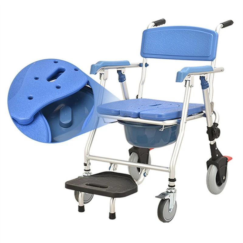 Commode Toilet Chair elderly toilet chair with wheels bathroom bath disabled mobile toilet commode chair
