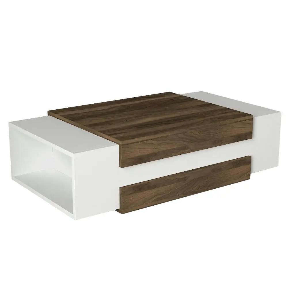 Nora Decorative Luxury Wood Coffee Table Design White Walnut Living Room Coffee Table