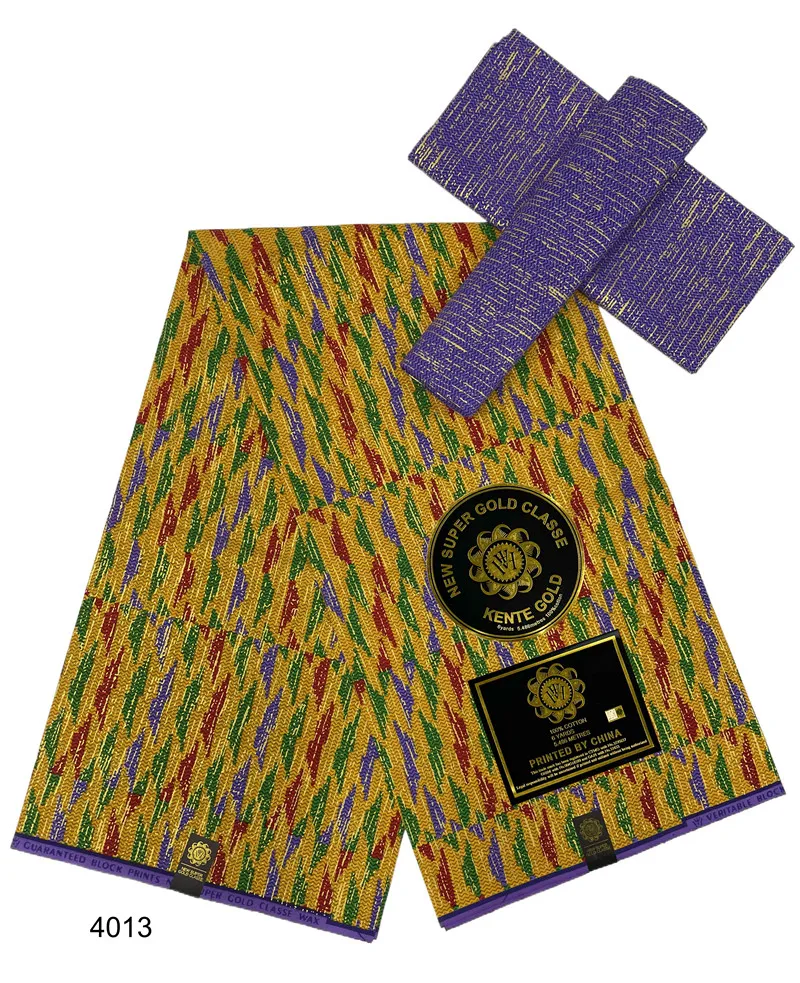 Wholesale printing golden kente ankara cotton printed fabric for clothing gold wax print african fabric