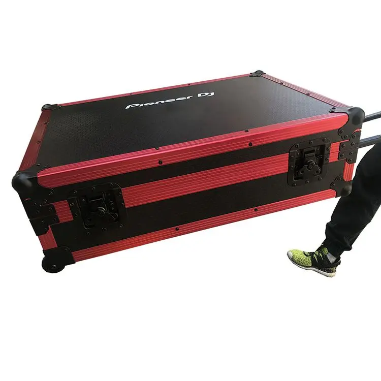 Portable Tool Box Abs Red And Black Dj Controller Locking Trolley Equipment Aluminium Flight Cases  With Wheels