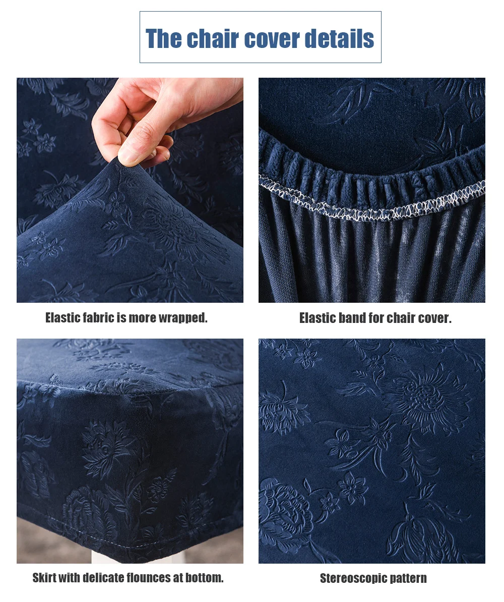 High Stretch Jacquard Spandex Velvet Dining Chair Covers for Events
