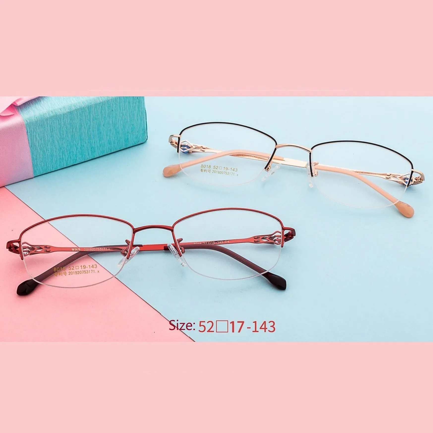 New European and America Custom Semi Rimless Metal Elegant Hollow with Diamond Optical Eyewear Frame Anti Blueray Glasses Frame