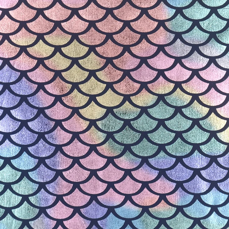 fish scale polyamide elastane foil printing mermaid fabric for swimwear