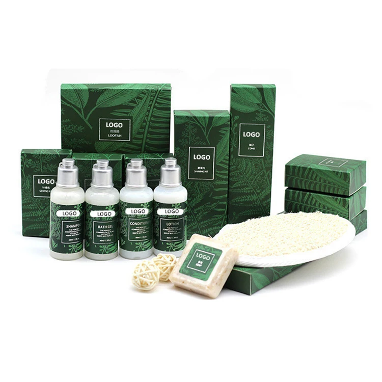 
Hotel Customized Toothbrush Soap Bar Comb Shower Gel Shampoo Set Luxury Fittings Hotel Amenity Kit 