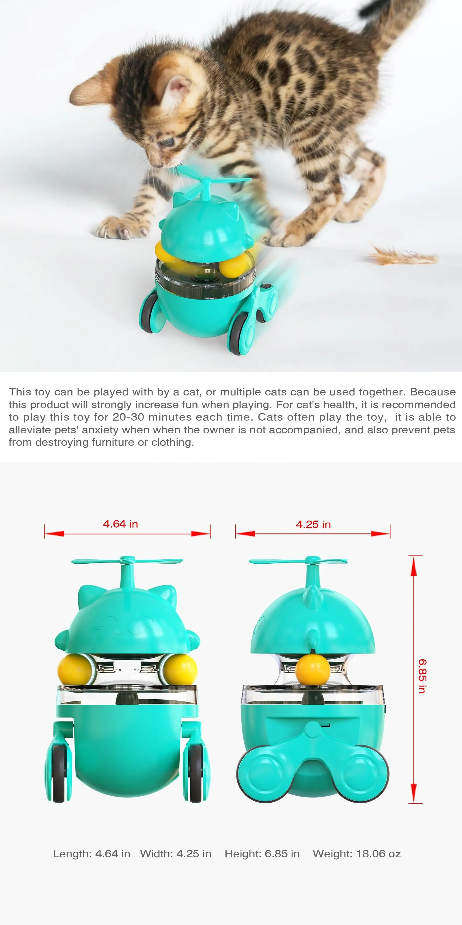 Sohpety Custom Plastic Pet Cat Shape Interactive Feeder With Propepper Track Ball Unique Toy Robots Cat
