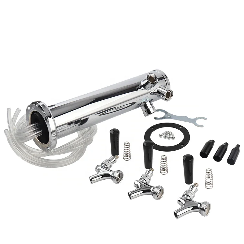 Super quality Stainless steel Triple beer tap , Chrome Triple Faucet Draft Beer Tower