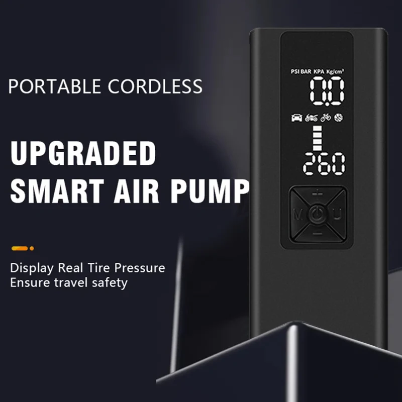 Tire Inflator Portable Air Compressor Car Tire Pump with 3 Nozzle Adaptors and Digital LED Light DC 12V Electric Car Air Pump