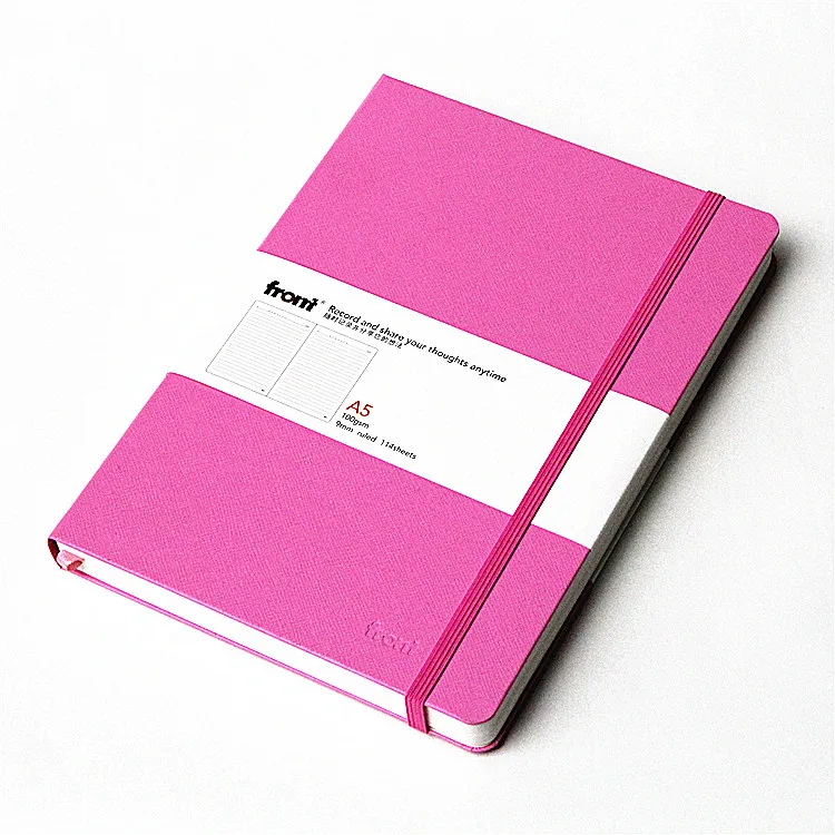 
School supplies FRONT logo printed pu hardcover dotted grid plain a5 journal note book notebook 