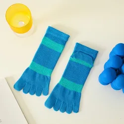 New Fashion Breathable Colorful Stripes Cotton Customized Men Five Toe Ankle Socks Sports Wholesale