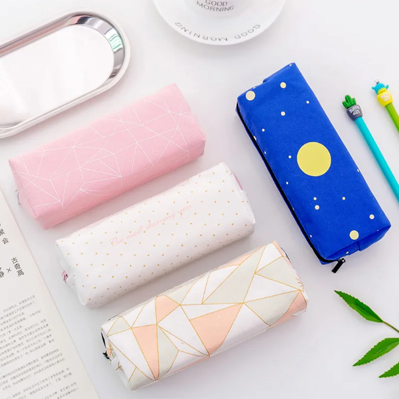 Cute Canvas Big Capacity Pencil Pouch Nylon Zipper Pencil Bag Cheap Pencil Cases