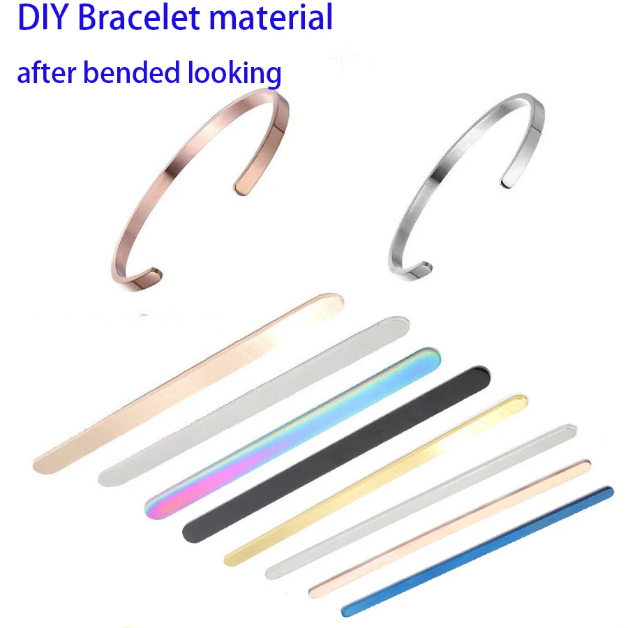 Different Size Stainless Steel Custom Bracelet Material Blank Flat Bar for DIY Cuff Bracelet Handmade Stamped Bangle