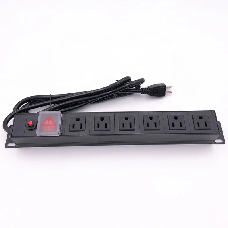 Распределительный Блок питания США 1U 6 way с защитой от перегрузки