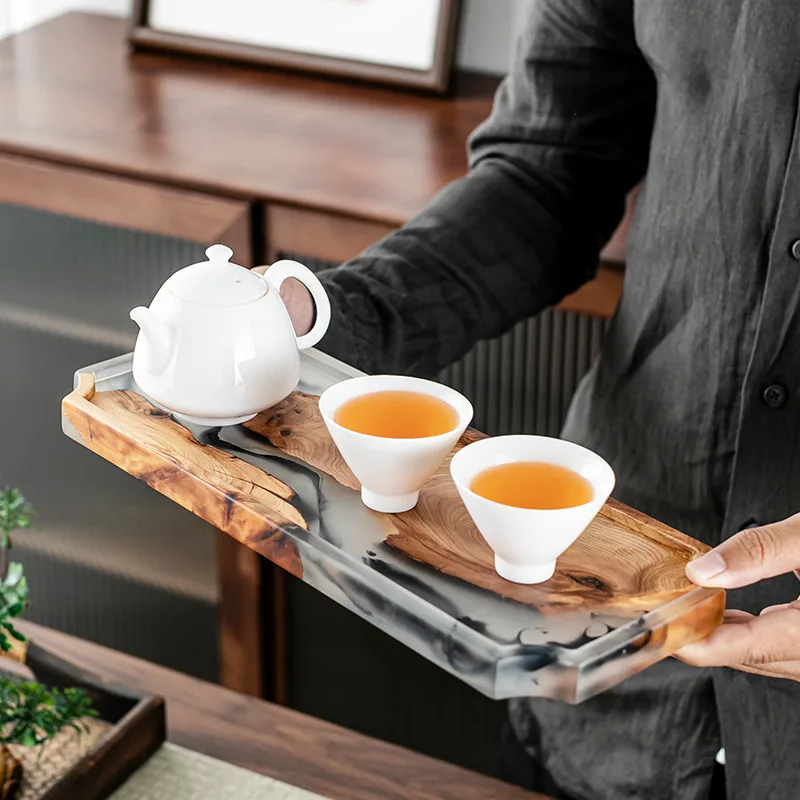 NEW custom cedar pine wood epoxy resin tray plates tea pot cup rustic round serving placemat