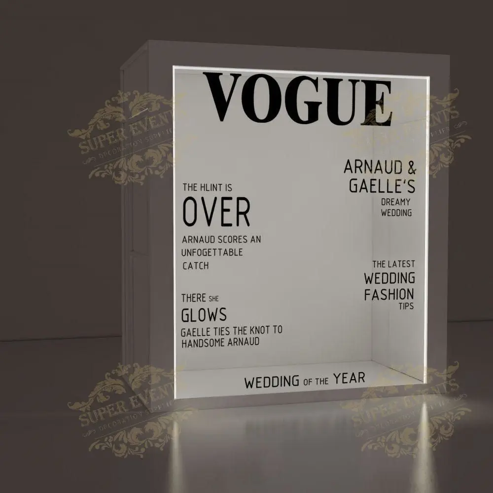 Hot sale wedding party event decoration props PVC Magazine Photo Booth Box Backdrop event vogue photo booth box