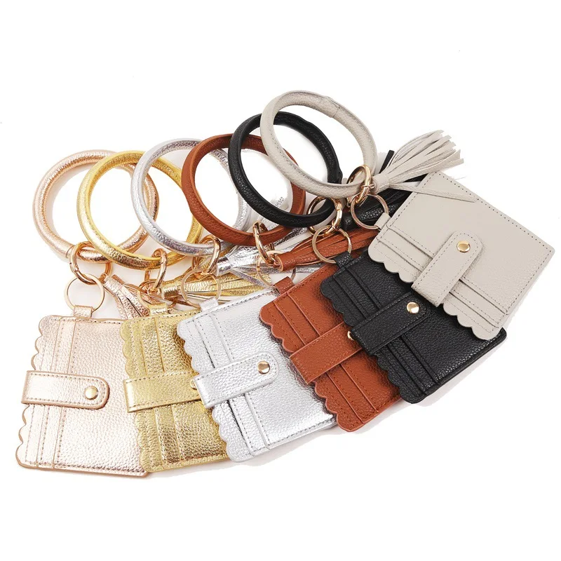 
Fashionable Tassel Bracelet Keychain Wallet Wristlet Keychain For Credit Card Holder 