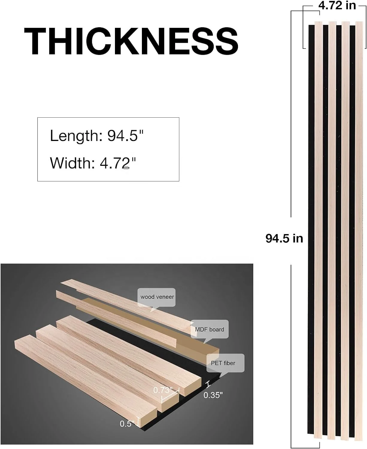 Wooden Acoustic Board Panel Walnut Wood Veneer MDF Slat Acoustic Panels on Black PET Felt for Living Room TV Background Wall