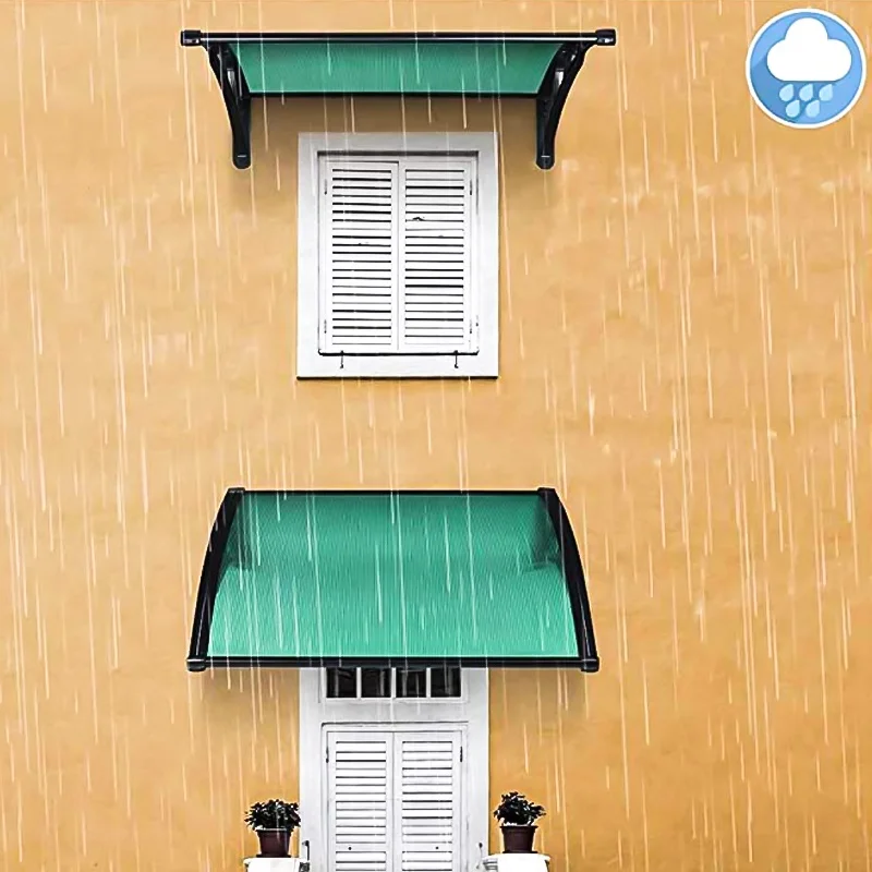 Veranda DIY Window Awning Front Door Canopy Durable Polycarbonate Sheet Strong Supporting   Arms Door Awning