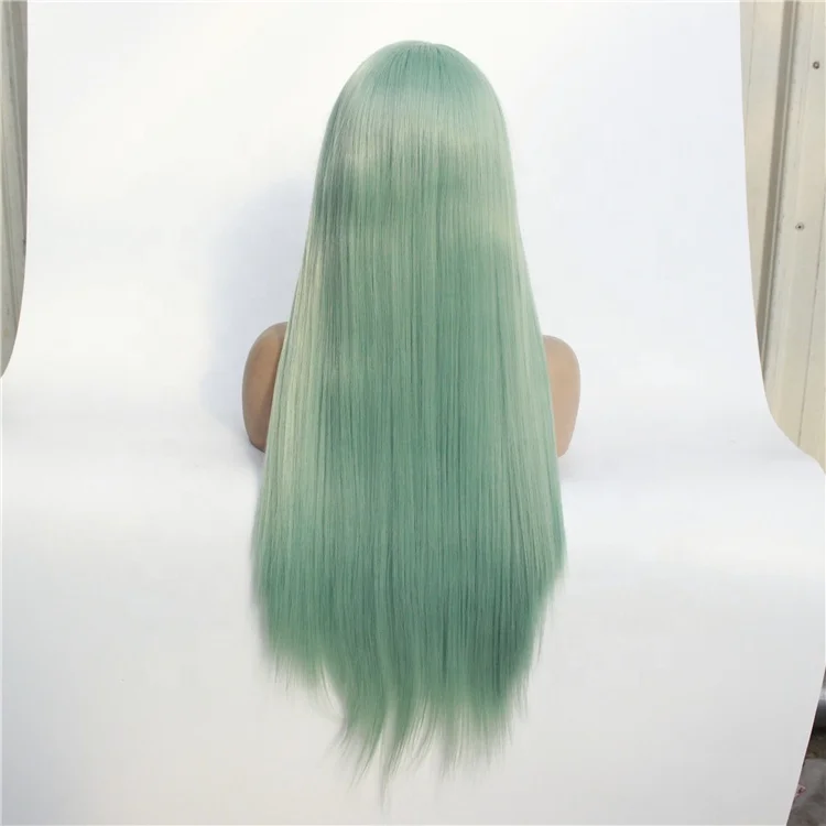 Mint Green Long Silky Straight High Quality Heat Resistant Lace Front Wig