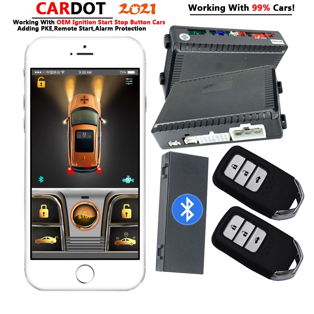 Прямая поставка, замок с управлением через приложение KOL Cardot BT, разблокировка BT, старт, стоп-двигатель и Пассивный бесключевой доступ, автомобильные сигнализация