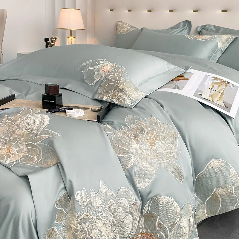 Home Textiles Luxury Cotton Embroidery New Designs Size King100%Cotton Soft Hand Feel Duvet Cover Bedding Sets