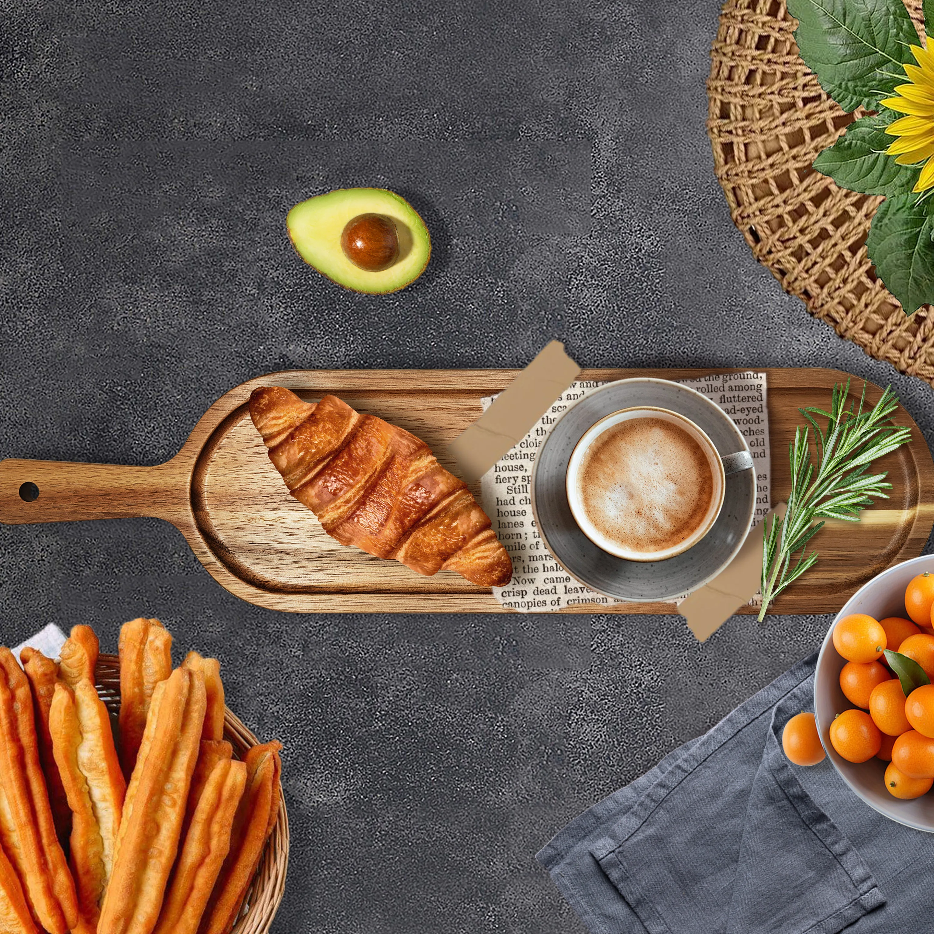 High Quality Creative Wood Rustic Rectangle Shape Dinner Plate Sushi Fruit Snack Dessert Wooden Serving Tray