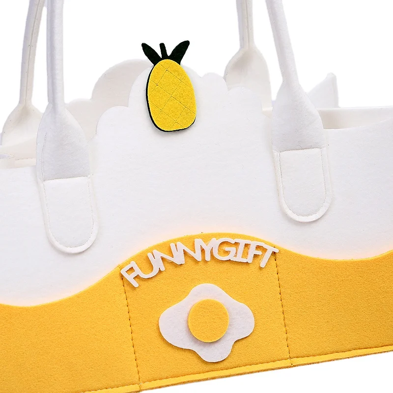 Custom logo felt storage handbags organizer children tote bag with cartoon