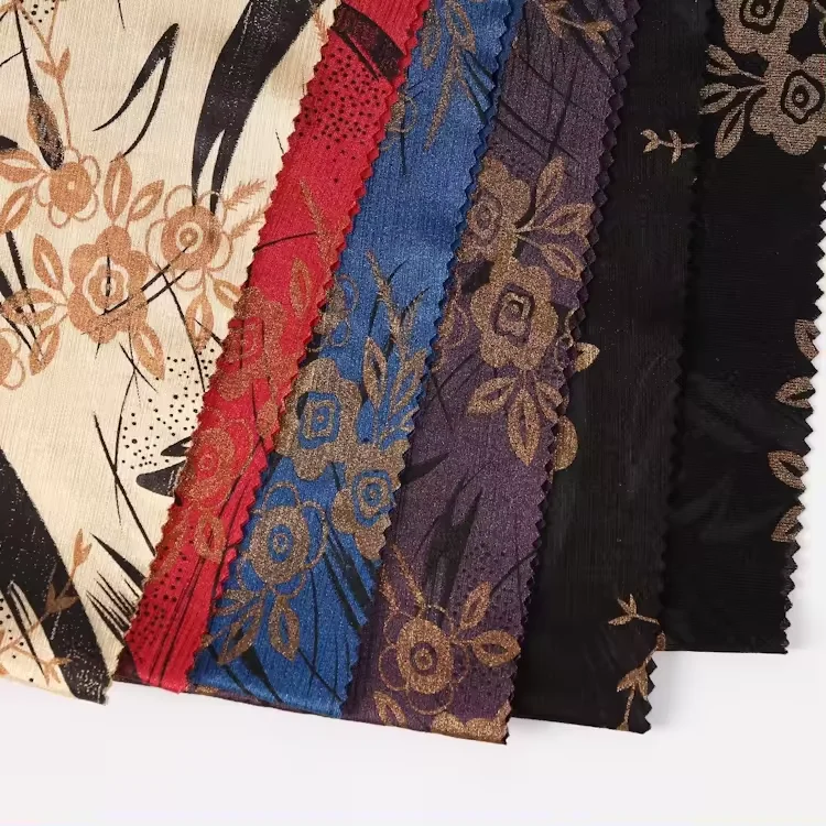 Flower Fabric bright stripe warp knit fabric with nacre and leather foil Polyester+spandex For Women For Sale
