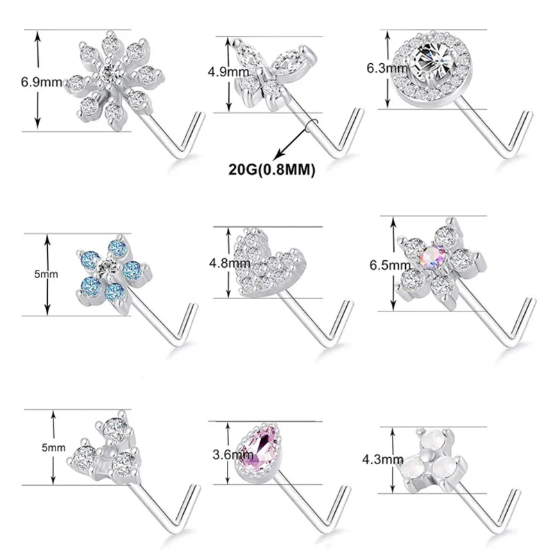 Stainless Steel Nose Nail Jewelry 0.8Mm L Rod Laboratory Diamond 5A Body Puncture Jewelry Diamond Nose Pin /