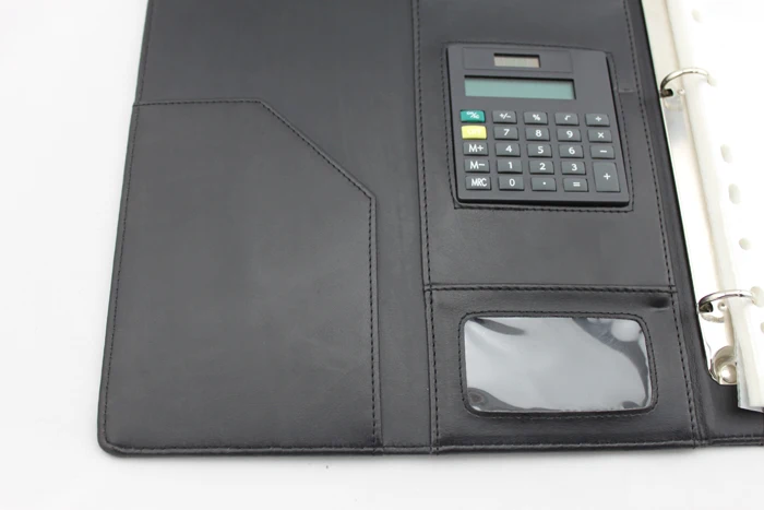 Multifunction Large Capacity Business Conference Metal Ring Binder A4 PU Leather File Folder Organizer