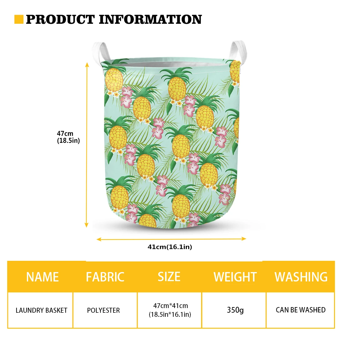 New Design Custom Hawaiian Fashion Ulu Leaves Fabric Prints High Quality Foldable Oxford Cloth Laundry Hamper Print On Demand