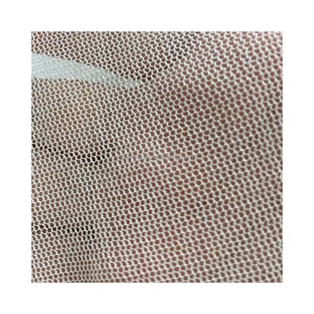 Howmay 100% Pure Silk Tulle Fabric 60gsm 112cm White Silk Knitted Transparent Soft Tulle Fabric