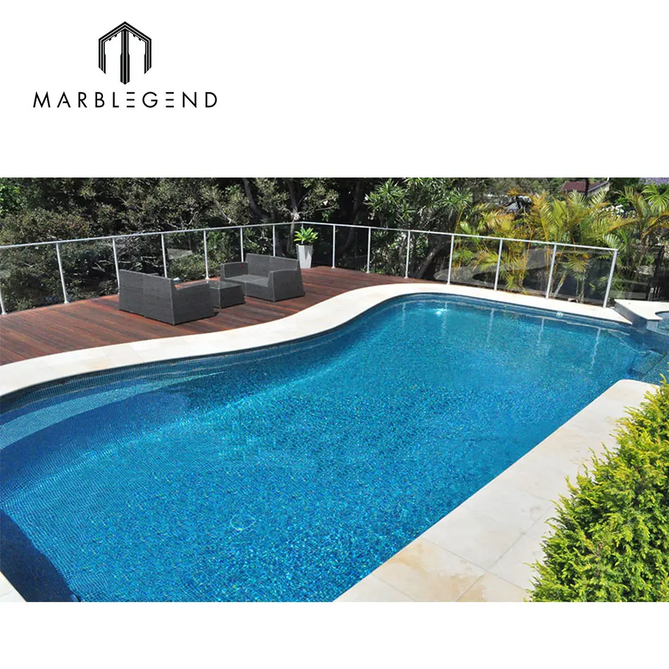 China supplier swimming pool tiles glass mosaic blue color