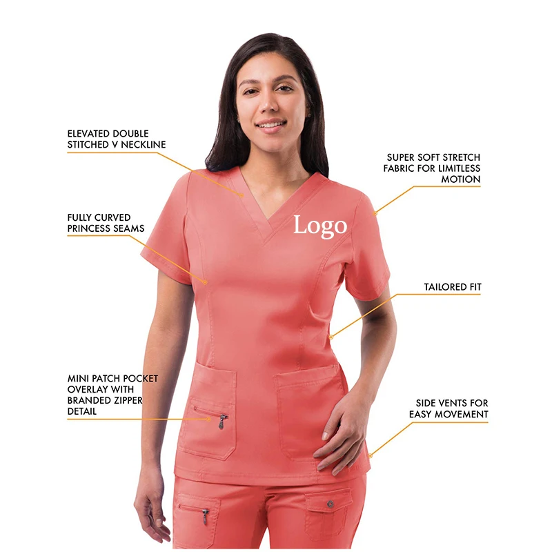 Navy Blue Color Medical Uniform Scrubs Set Plus Size Hospital Security Uniform Custom 2 Piece Nursing Jumpsuit Scrubs Set