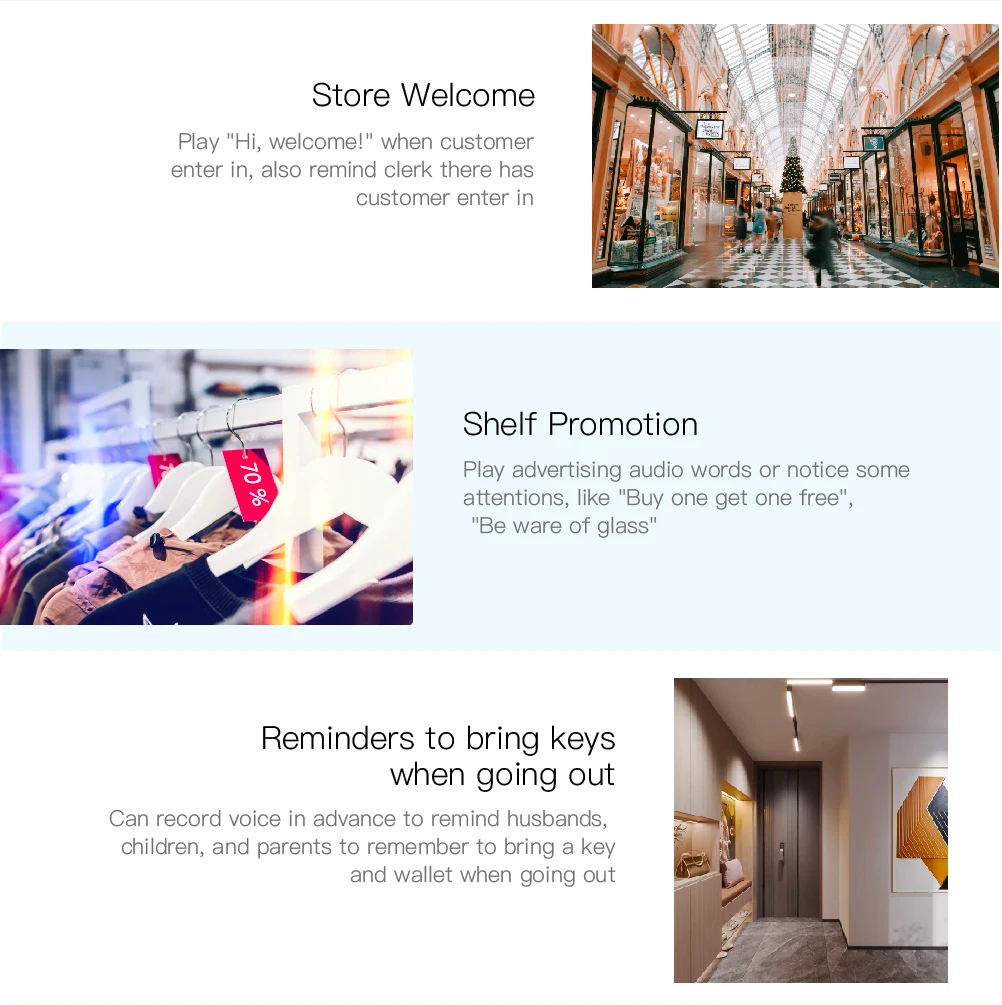 Wireless Intruder Alarm System PIR Motion Sensor Sound Doorbell for Home Supermarket