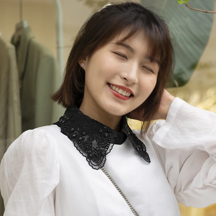 China manufacturer embroidery woman detachable collar shirt in stock fake collar