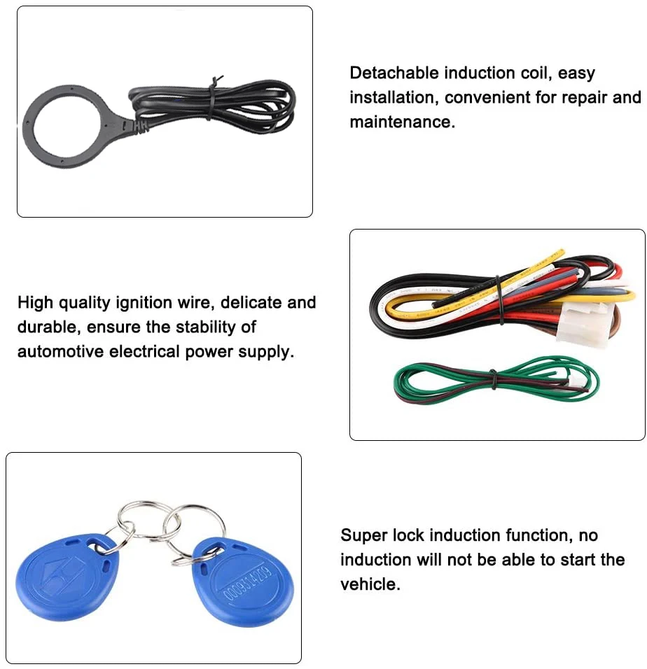 Universal Car Engine Push Start Button RFID Engine Lock Ignition Starter Keyless Go Push Button Engine Start Stop For Car Alarm