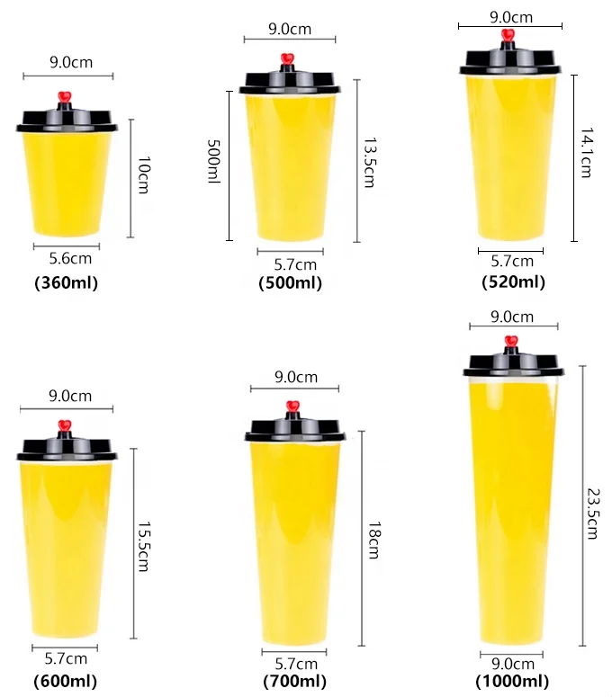 Fruit Salad Frosted Disposable Plastic PP Injection Cup For boba Tea Milkshake