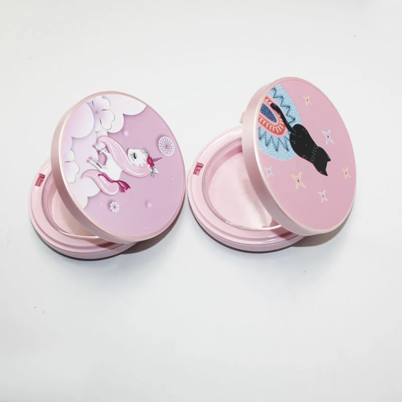In stock Pink empty compact powder case make your LOGO round compact powder case